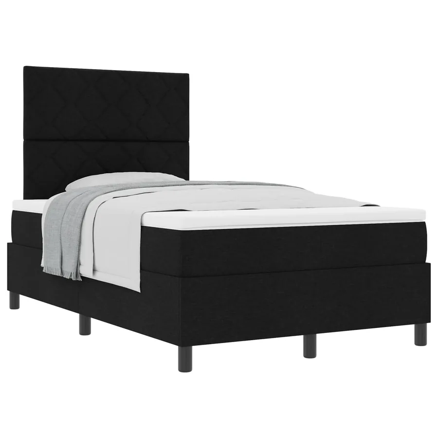 Lit à ressorts avec coussin Noir 120 x 200 cm tissu