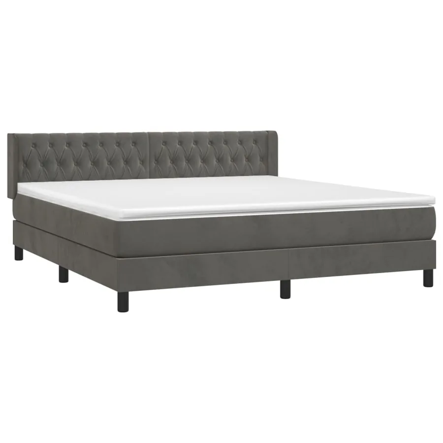 Sommier à lattes de lit et matelas Gris foncé 160x200cm Velours - 3