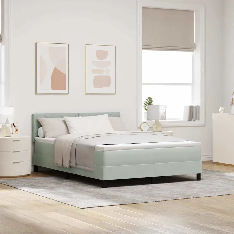 Lit à ressort LED Gris clair 140 x 200 cm Velours