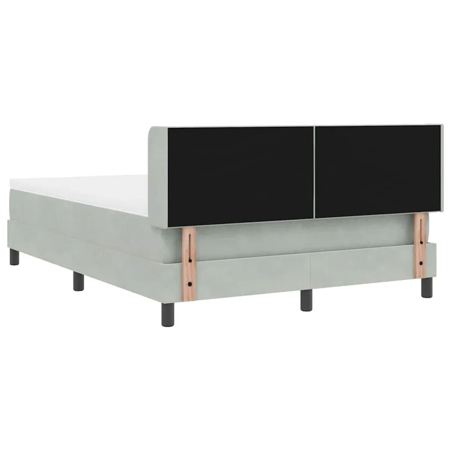 Lit à ressorts avec tête de lit Gris clair 200 x 140 cm Velours - 9
