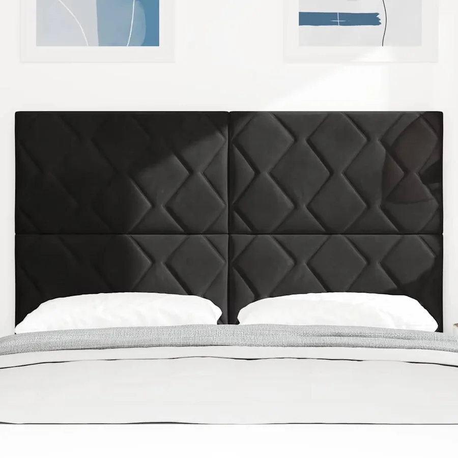 Tête de lit LED Noir 144 cm Velours - 3