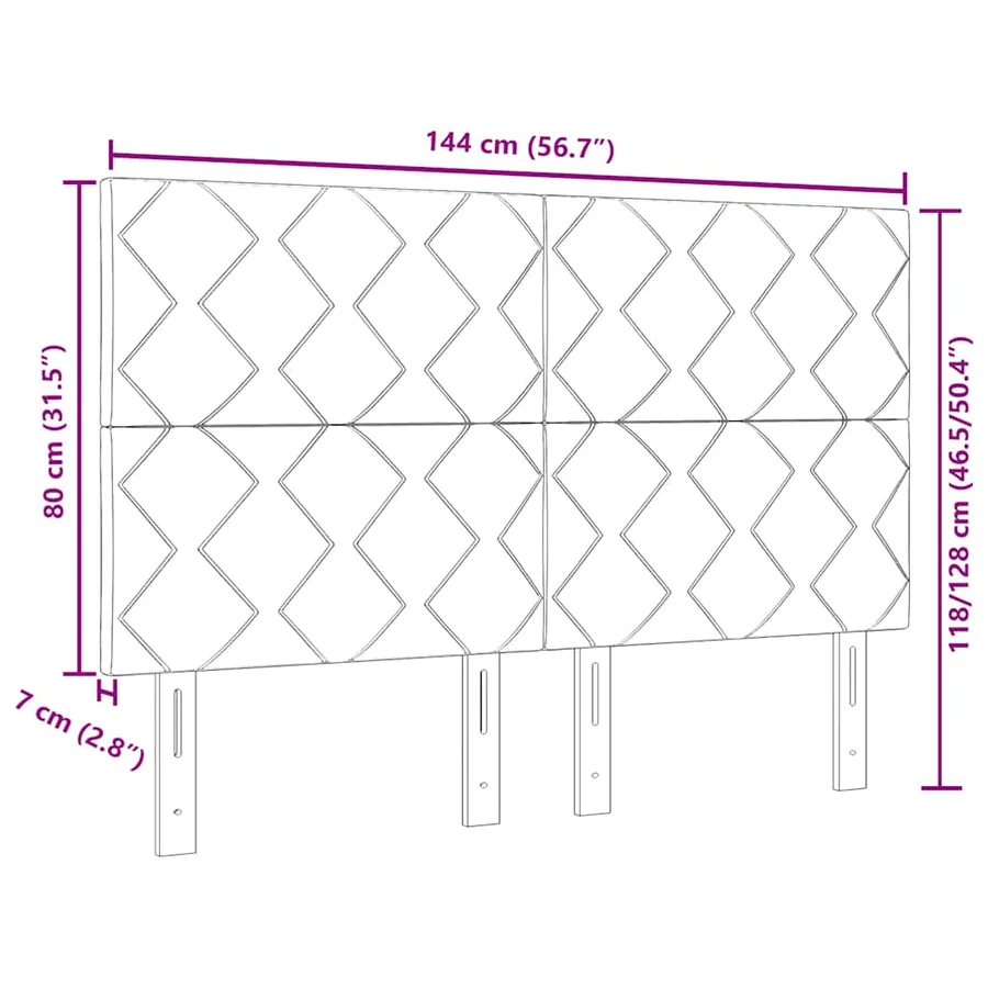 Tête de lit LED Noir 144 cm Velours - 8