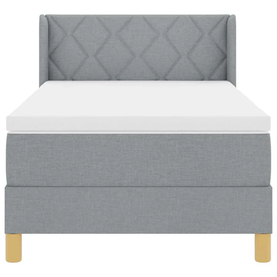 Lit à ressorts avec tête de lit Gris clair 200 x 90 cm tissu - 7