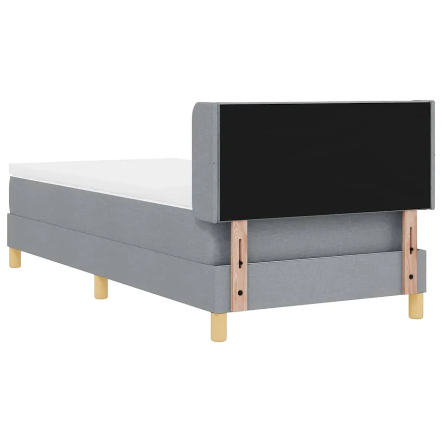 Lit à ressorts avec tête de lit Gris clair 200 x 90 cm tissu - 9