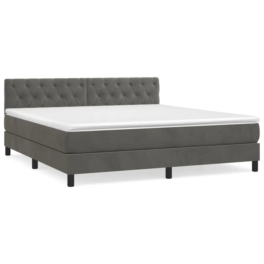 Sommier à lattes de lit et matelas Gris foncé 160x200cm Velours - 2