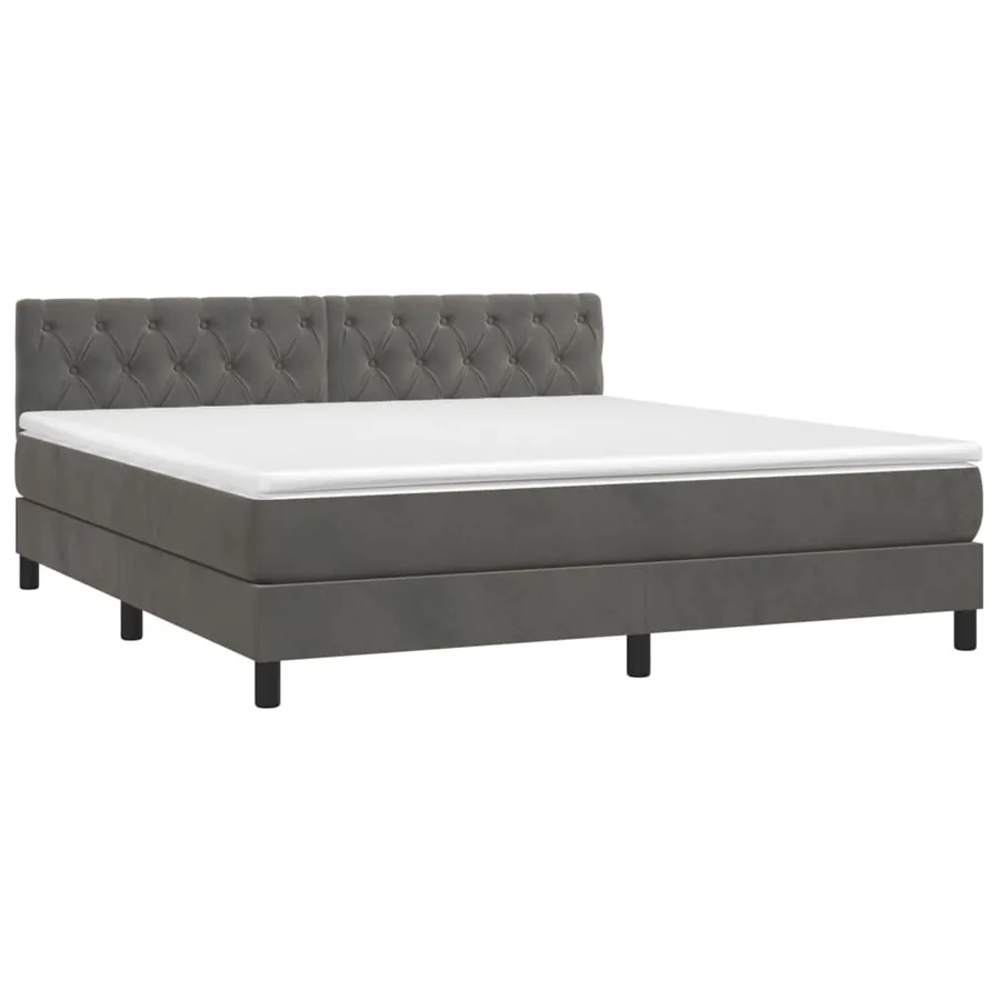 Sommier à lattes de lit et matelas Gris foncé 160x200cm Velours - 3