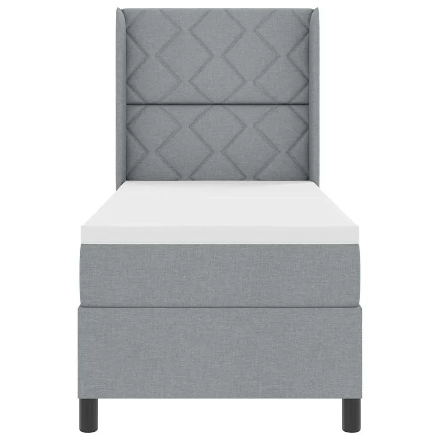 Lit à ressorts avec coussin Gris clair 200 x 80 cm tissu - 7