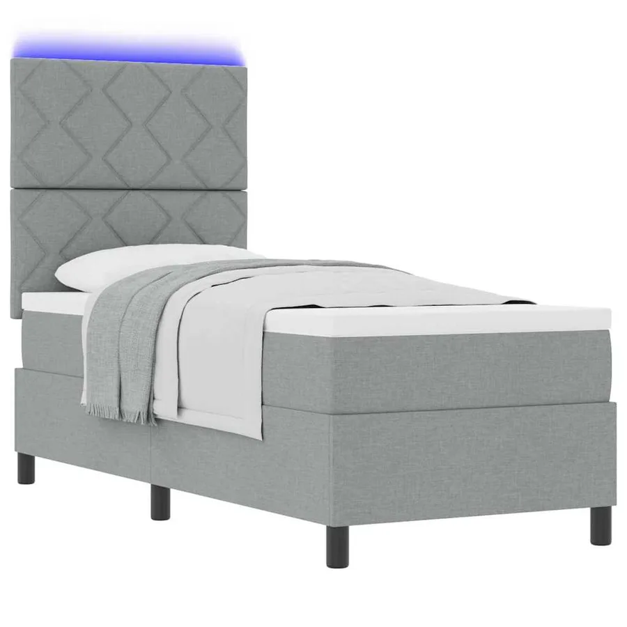 Lit à ressorts avec bandes LED Gris clair 80 x 200 cm tissu - 3