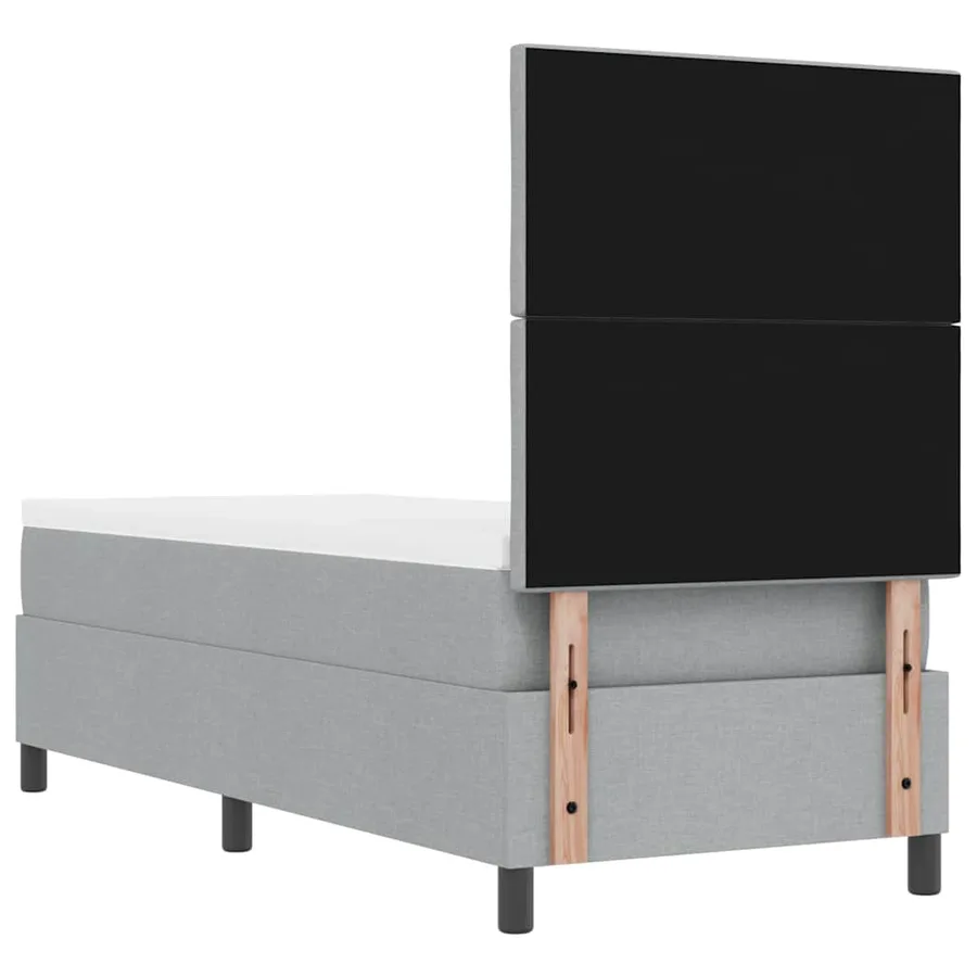 Lit à ressorts avec tête de lit Gris clair 80 x 200 cm tissu - 9