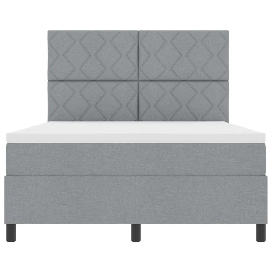 Lit à ressorts avec matelas Gris clair 160 x 200 cm tissu