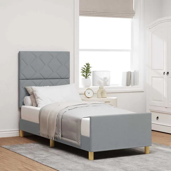 Cadre de lit avec tête de lit Gris clair 80 x 200 cm tissu