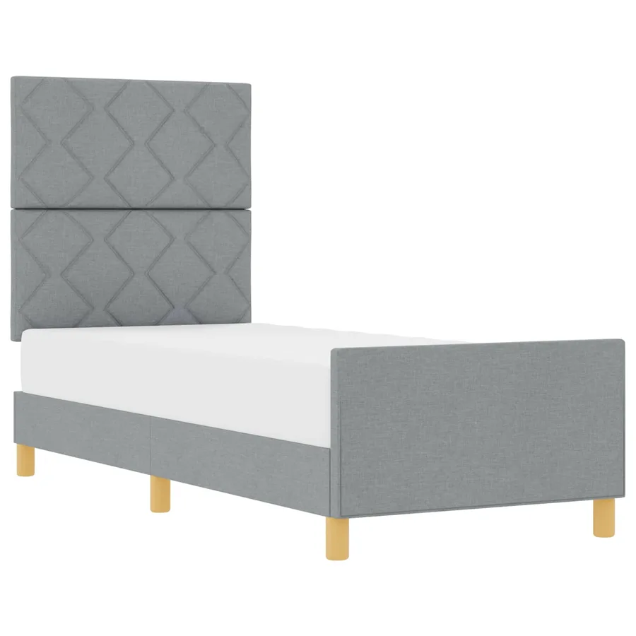 Cadre de lit avec tête de lit Gris clair 80 x 200 cm tissu - 2