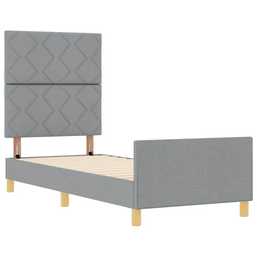 Cadre de lit avec tête de lit Gris clair 80 x 200 cm tissu - 5