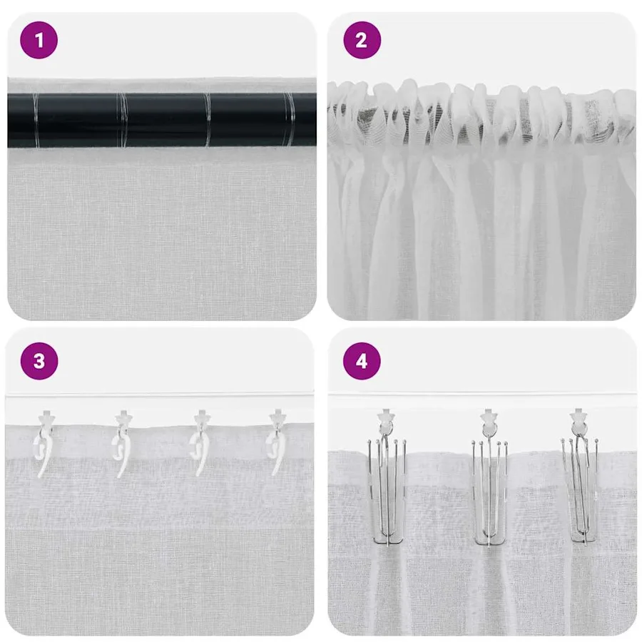 Rideau en Voile 2 pcs Gris clair 140 x 140 cm Polyester - 7