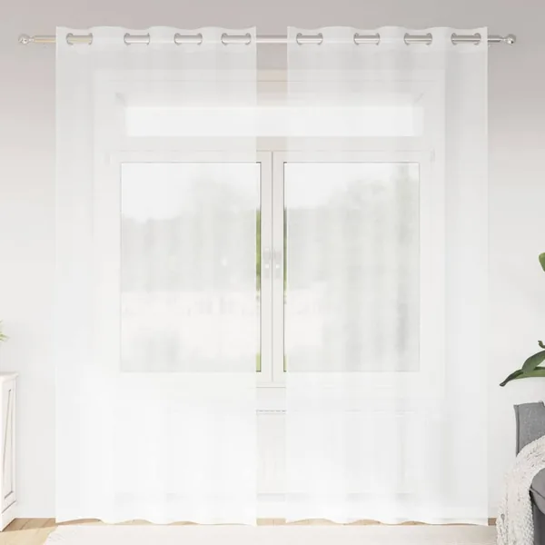 Rideau en Voile 2 pcs Blanc 245 x 140 cm Polyester