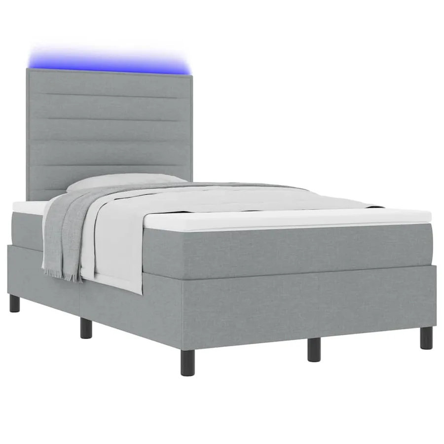 Lit à ressorts avec matelas Gris clair 120 x 190 cm tissu - 3