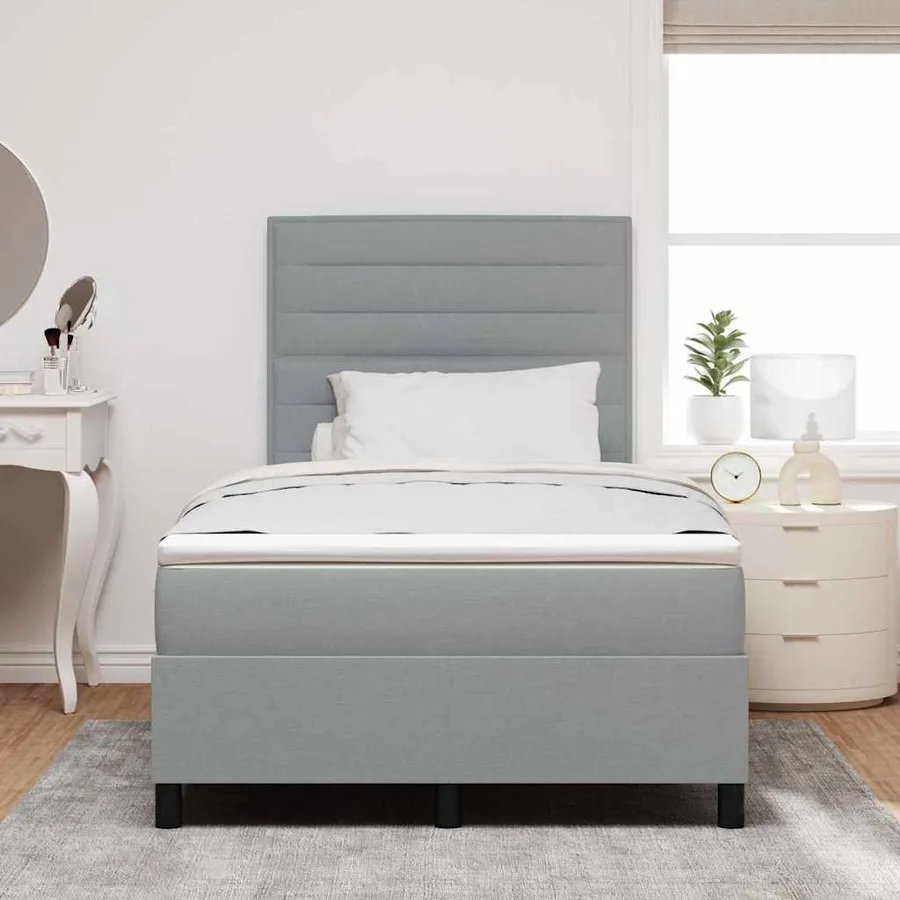 Lit à ressorts avec matelas Gris clair 120 x 190 cm tissu - 4