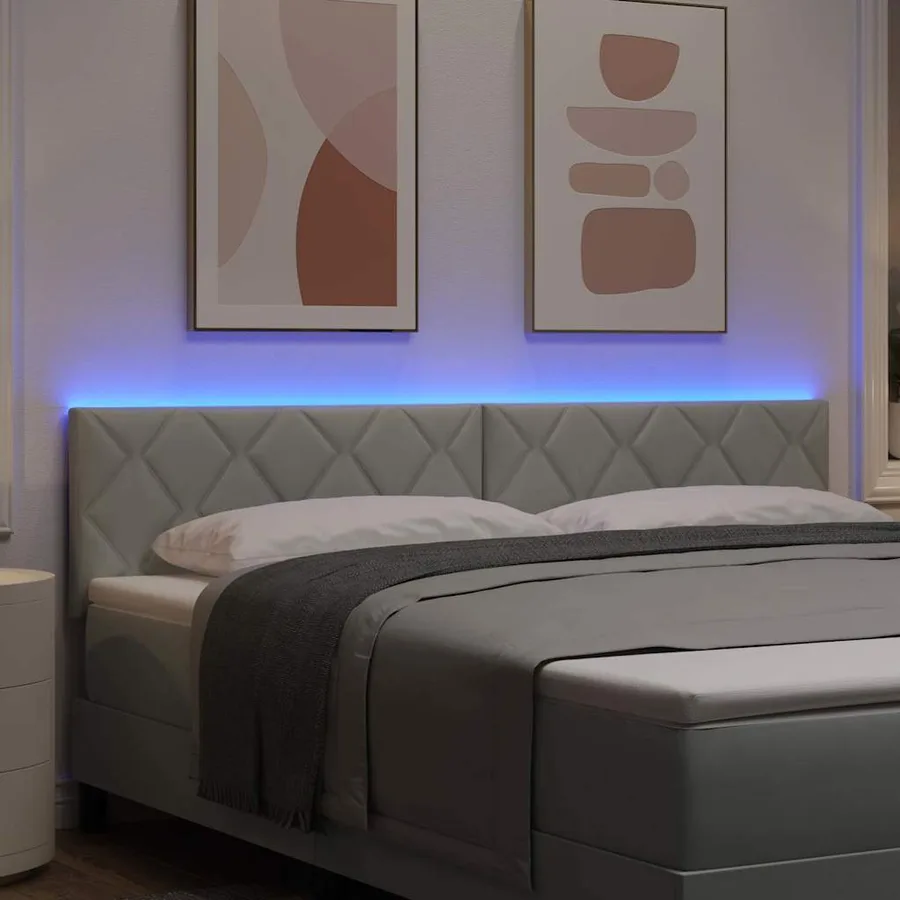 Tête de lit LED Gris clair 180 cm Velours - 4