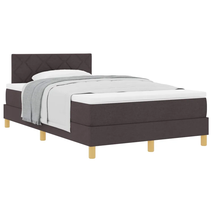 Lit à ressorts avec coussin Marron foncé 120 x 190 cm tissu - 2