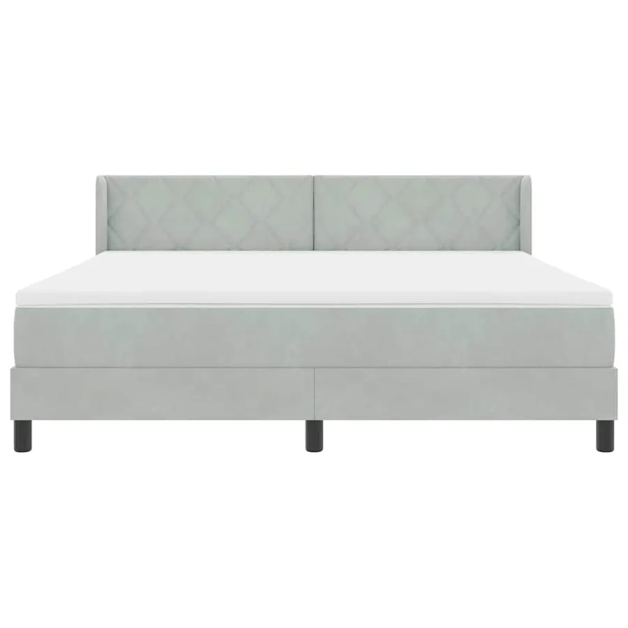 Lit à ressorts avec tête de lit Gris clair 200 x 180 cm Velours - 7