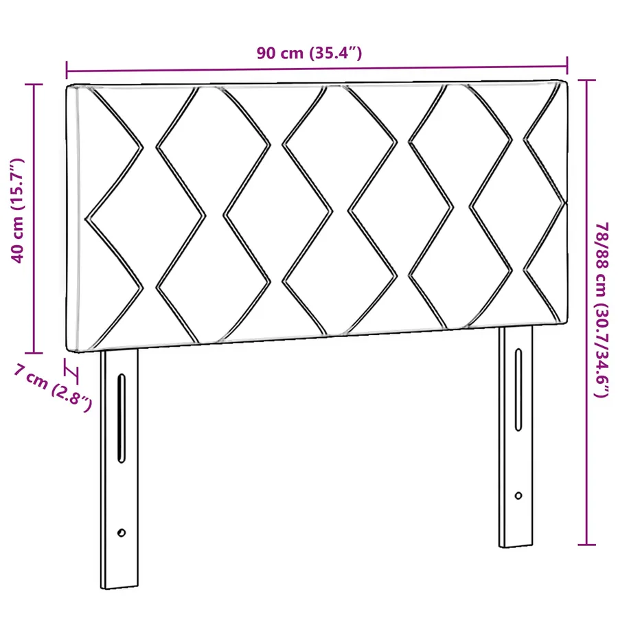 Tête de lit LED Gris clair 90 cm Velours - 11