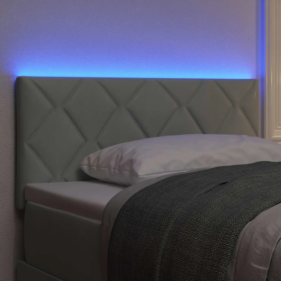 Tête de lit LED Gris clair 90 cm Velours - 2