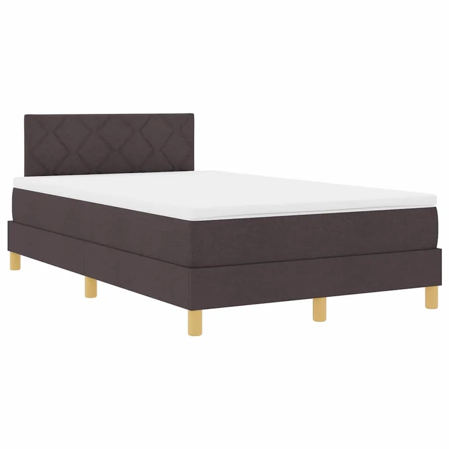 Lit à ressort LED Marron foncé 120 x 190 cm tissu - 2