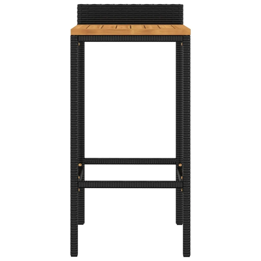 Tabourets de bar lot de 2 noir résine tressée et bois d'acacia - 4