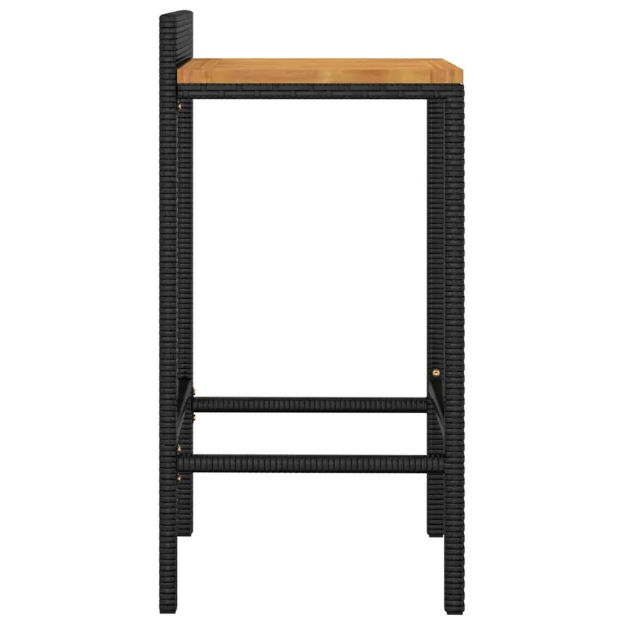 Tabourets de bar lot de 2 noir résine tressée et bois d'acacia - 5