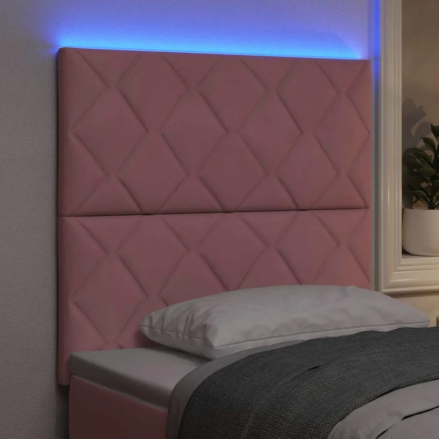 Tête de lit LED Rose 90 cm Velours - 4