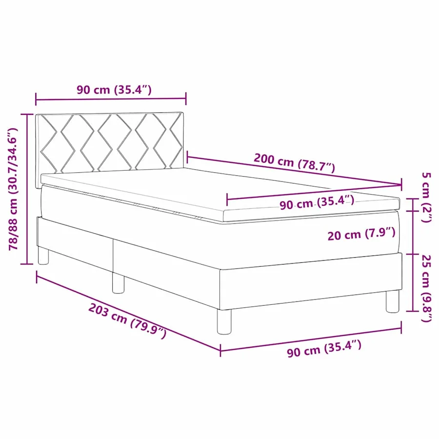Lit à ressort LED Gris clair 90 x 200 cm Velours - 12