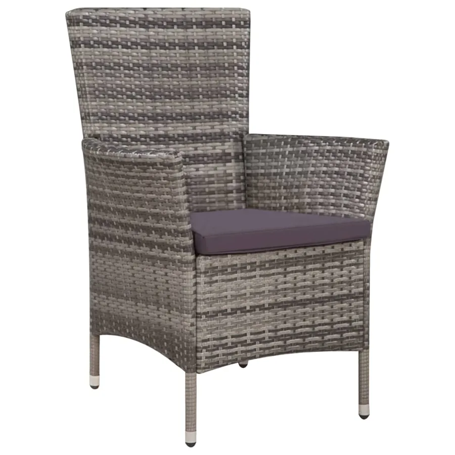 Ensemble à manger d'extérieur 5pcs coussins résine tressée gris - 3