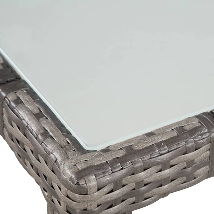 Ensemble à manger d'extérieur 5pcs coussins résine tressée gris - 4