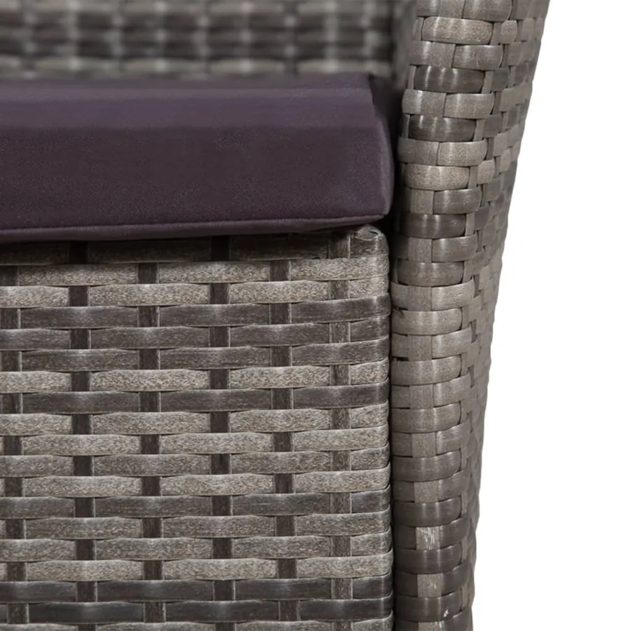 Ensemble à manger d'extérieur 5pcs coussins résine tressée gris - 5
