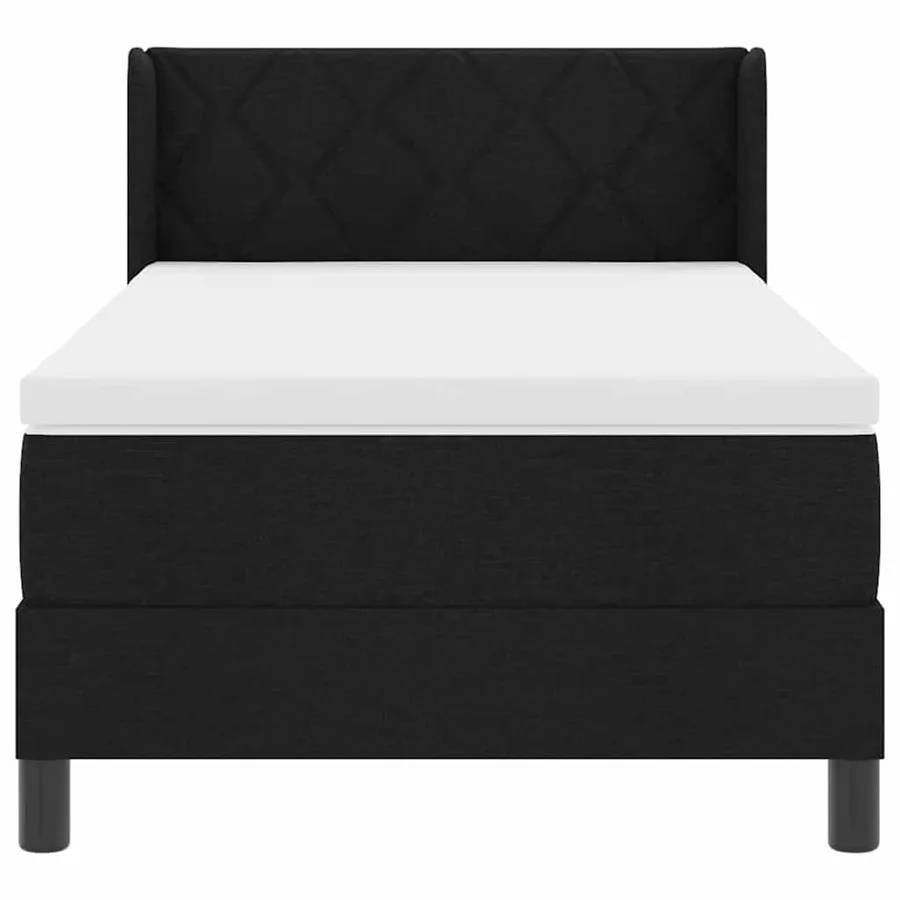 Lit à ressorts avec tête de lit Noir 190 x 90 cm tissu - 7
