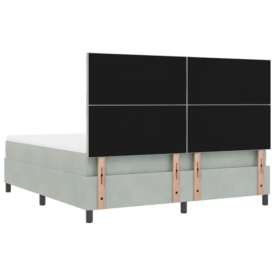 Lit à ressorts avec tête de lit Gris clair 200 x 180 cm Velours - 10