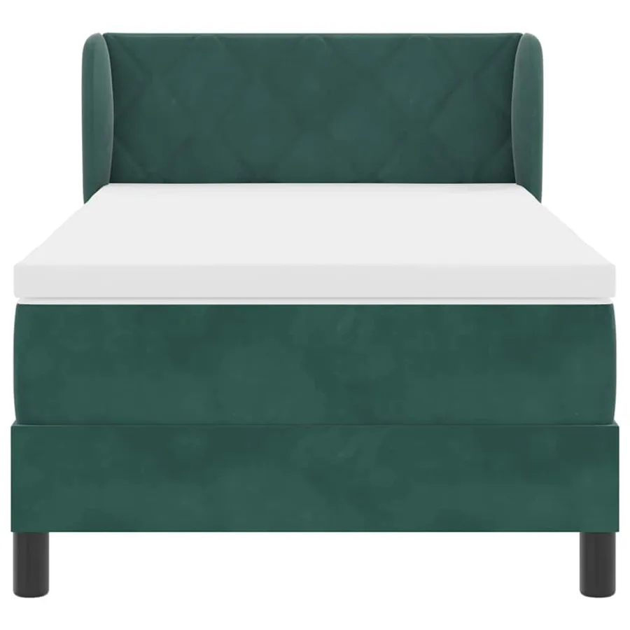 Lit à ressorts avec tête de lit Vert foncé 90 x 190 cm Velours - 7