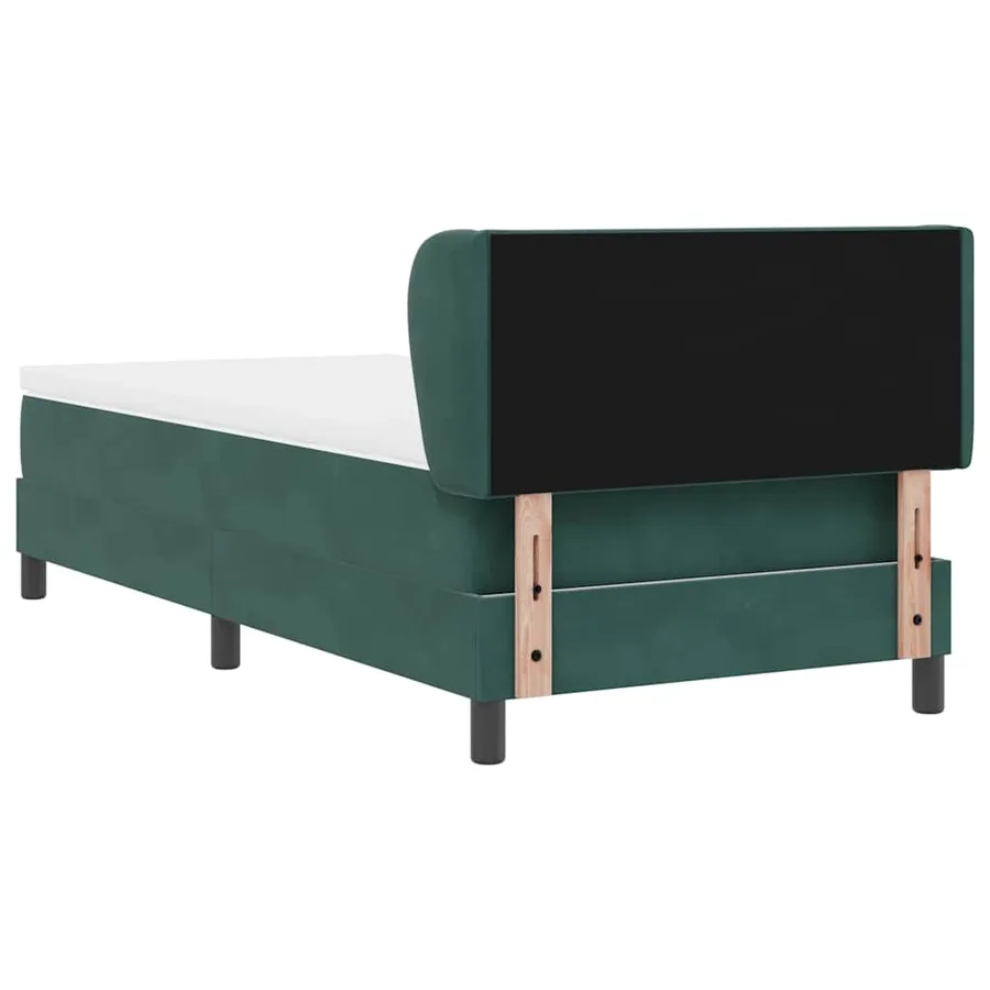 Lit à ressorts avec tête de lit Vert foncé 90 x 190 cm Velours - 9