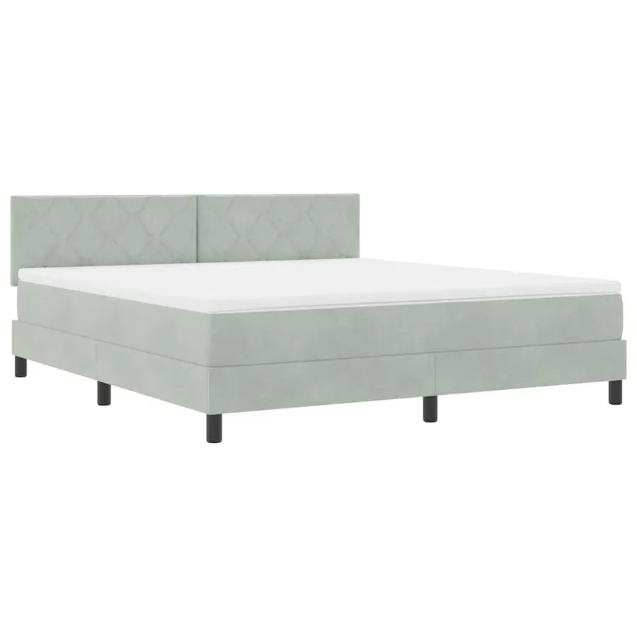 Lit à ressort LED Gris clair 180 x 200 cm Velours - 2