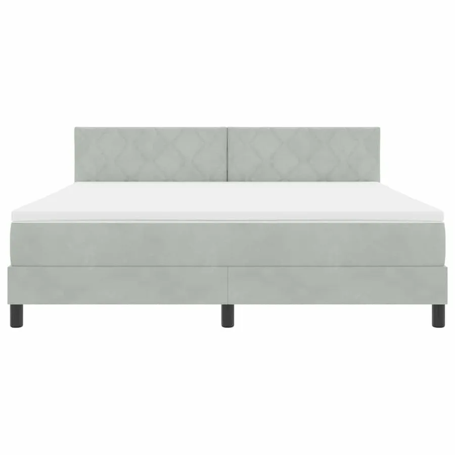 Lit à ressort LED Gris clair 180 x 200 cm Velours - 7