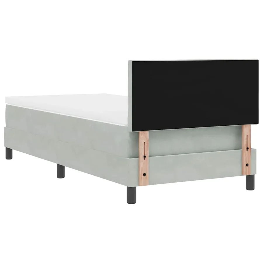 Lit à ressort LED Gris clair 90 x 190 cm Velours - 8