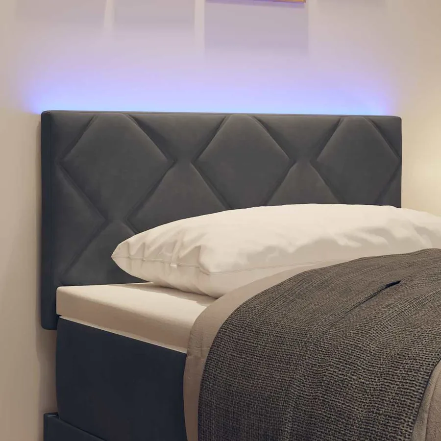 Tête de lit LED Gris foncé 80 cm Velours - 4