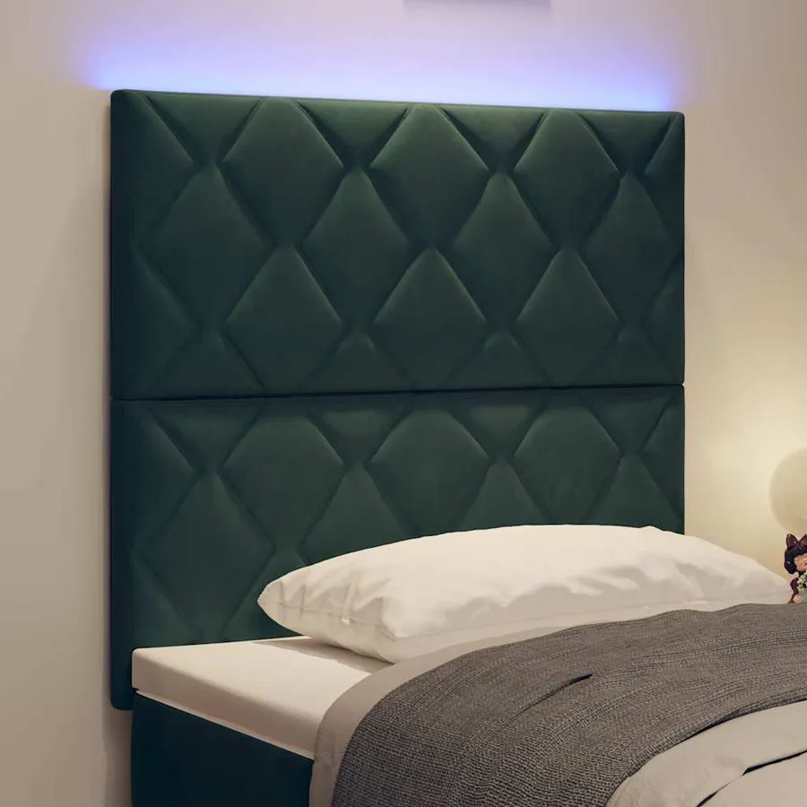 Tête de lit LED Vert foncé 90 cm Velours - 4