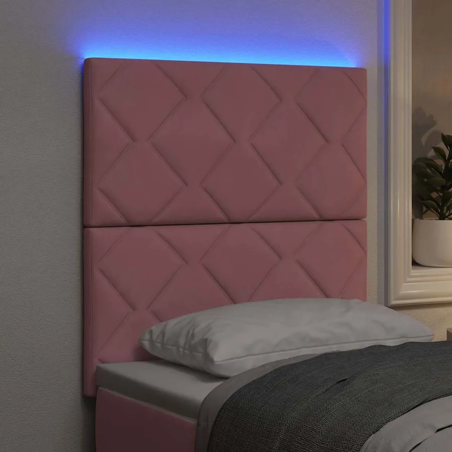 Tête de lit LED Rose 80 cm Velours - 4