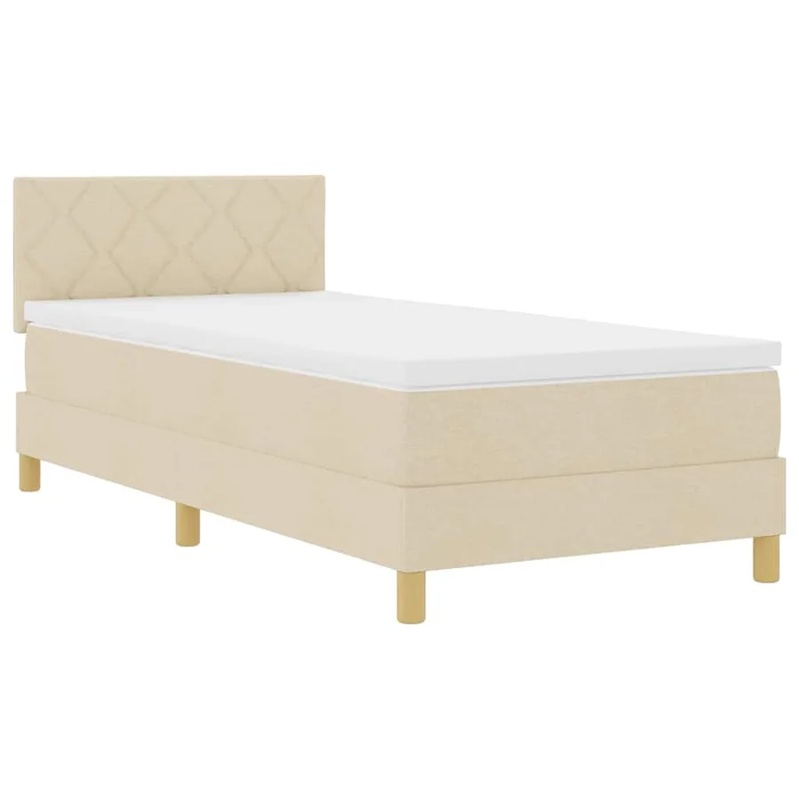 Lit à ressorts avec coussin Crème 90 x 190 cm tissu - 4