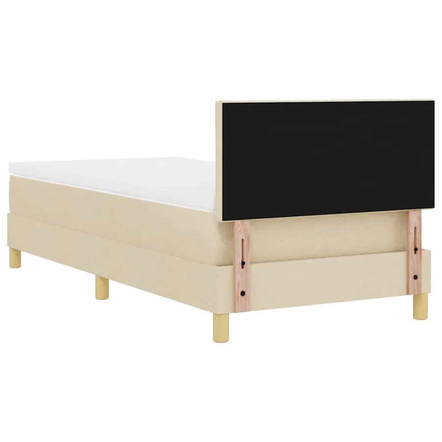 Lit à ressorts avec coussin Crème 90 x 190 cm tissu - 9