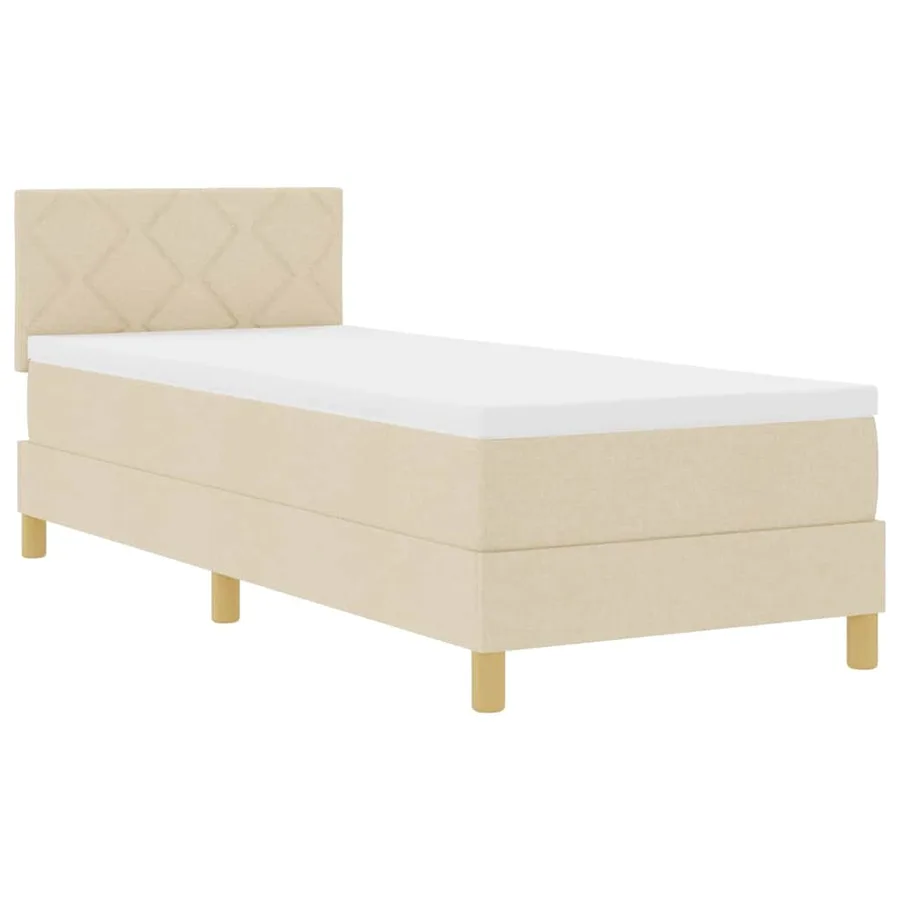 Lit à ressorts avec coussin Crème 80 x 200 cm tissu - 4