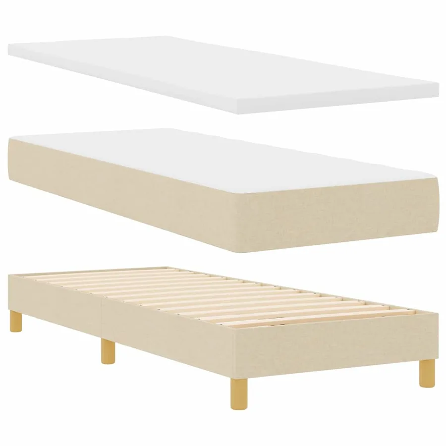 Lit à ressorts avec coussin Crème 80 x 200 cm tissu - 5