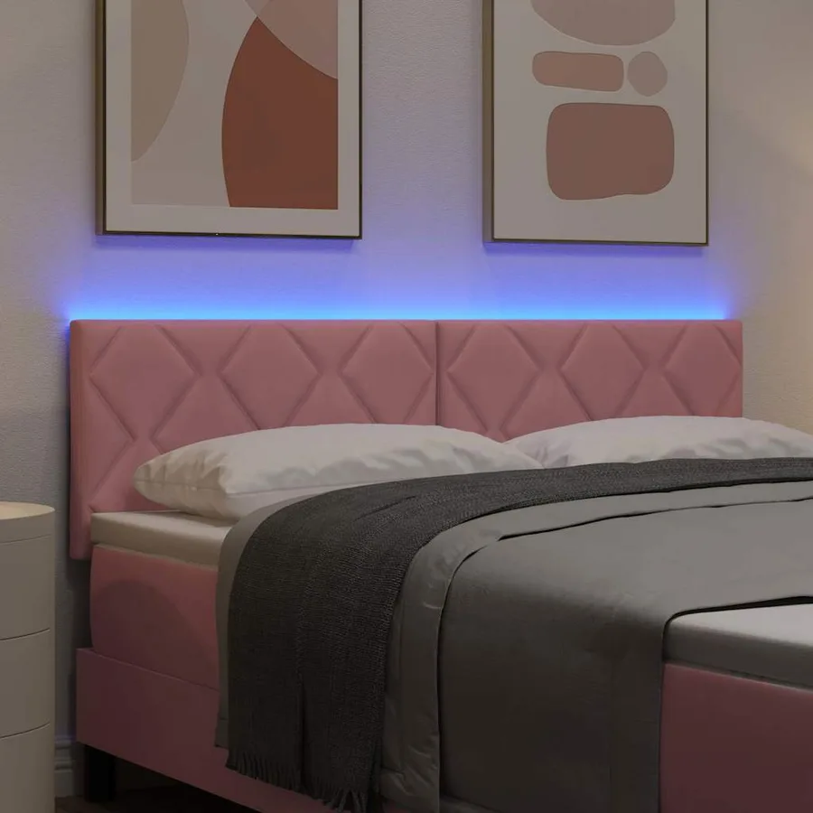 Tête de lit LED Rose 160 cm Velours - 4