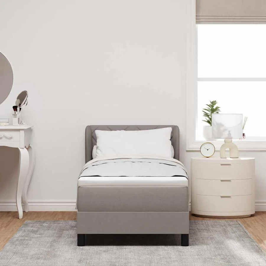 Lit à ressorts avec tête de lit Taupe 80 x 200 cm tissu - 3
